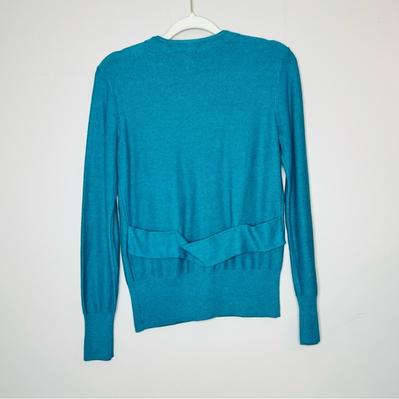 Cabi Small V Neck Button Front Teal Turquoise Sweater Cardigan Cotton Spring - Picture 4 of 10